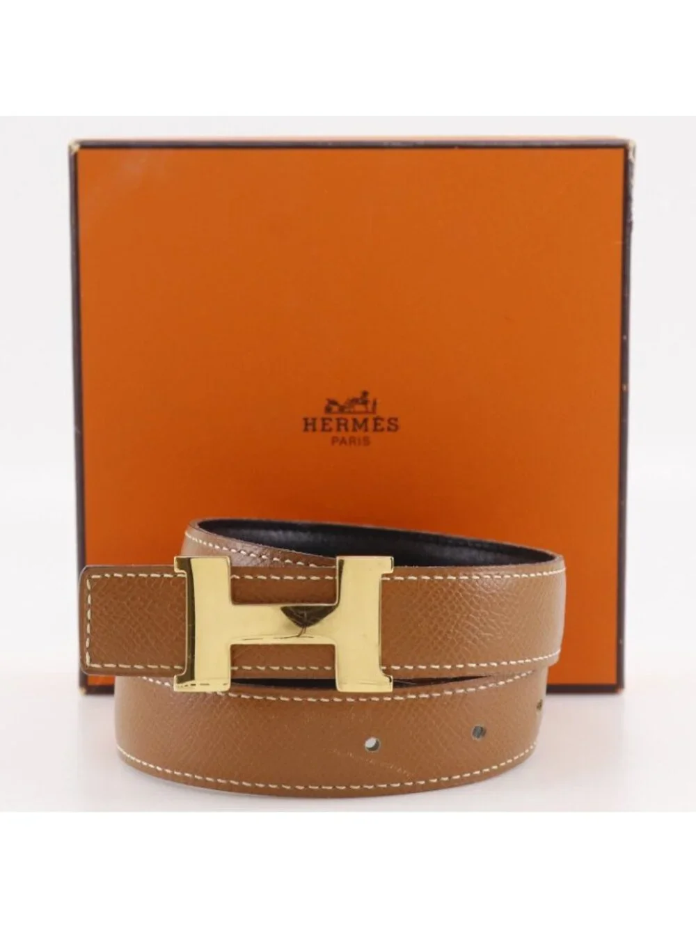 Hermes Constance Belt Reversible Veau Epsom Calf Gold Plated Brown Black